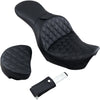 Saddlemen Explorer Seat - With Backrest - Lattice Stitched - Black - FXD - Forever Rad-Saddlemen